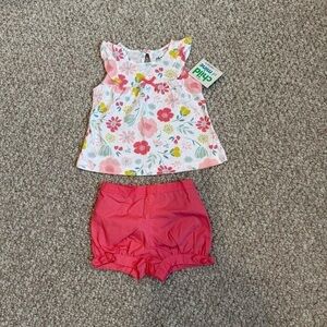 Carter's Floral Bodysuit with Pink Shorts